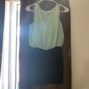 Pencil skirt dress, turquoise and black